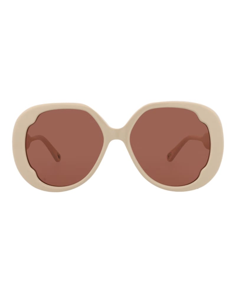 Chloe Round-Frame Recycled Acetate Sunglasses Ivory Ivory Brown (CH0195S-30014680-005)