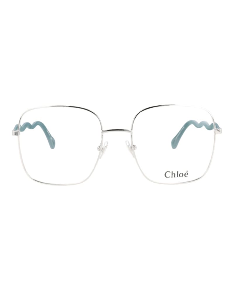 Chloe Square-Frame Metal Optical Frames Silver Green Transparent (CH0056O-30011442-004)