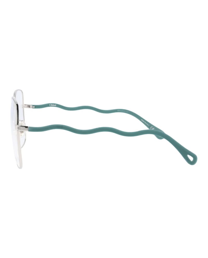 Chloe Square-Frame Metal Optical Frames Silver Green Transparent (CH0056O-30011442-004)