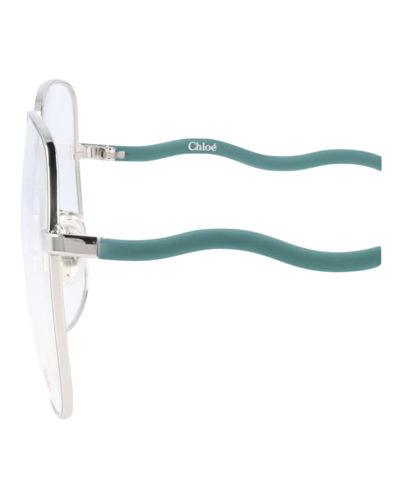 Chloe Square-Frame Metal Optical Frames Silver Green Transparent (CH0056O-30011442-004)