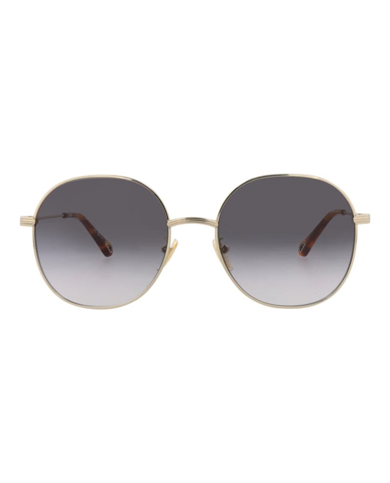 Chloe Round-Frame Metal Sunglasses Gold Gold Blue (CH0100S-30012459-001)
