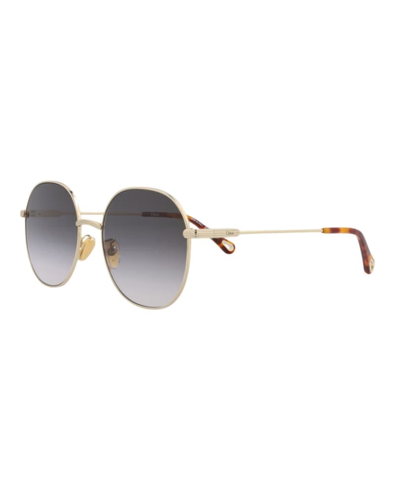 Chloe Round-Frame Metal Sunglasses Gold Gold Blue (CH0100S-30012459-001)