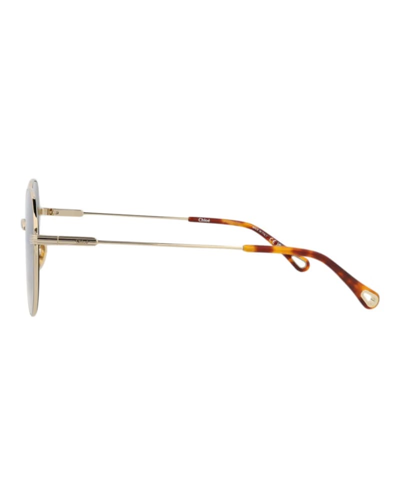 Chloe Round-Frame Metal Sunglasses Gold Gold Blue (CH0100S-30012459-001)