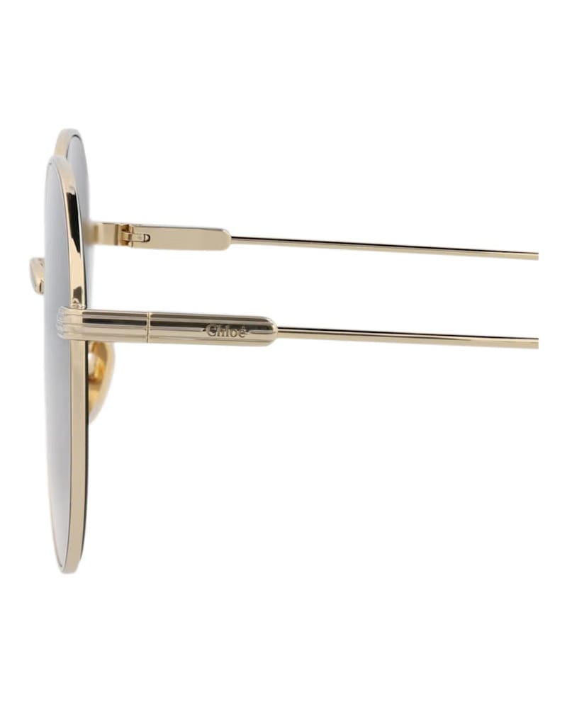 Chloe Round-Frame Metal Sunglasses Gold Gold Blue (CH0100S-30012459-001)