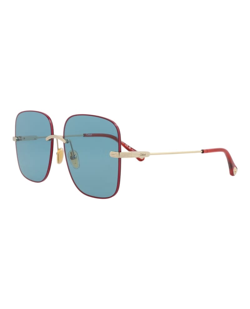 Chloe Square-Frame Metal Sunglasses Gold Gold Blue (CH0134S-30013647-004)
