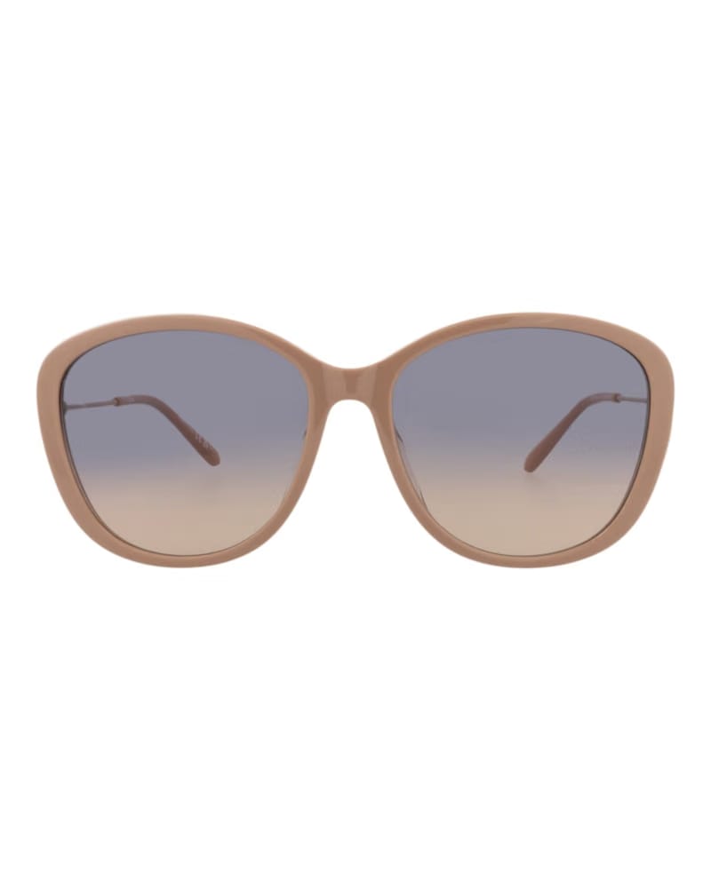 Chloe Round-Frame Recycled Acetate Sunglasses Nude Gold Blue (CH0175SK-30014202-003)