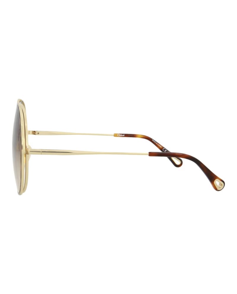 Chloe Round-Frame Metal Sunglasses Gold Gold Brown (CH0037S-30009777-001)