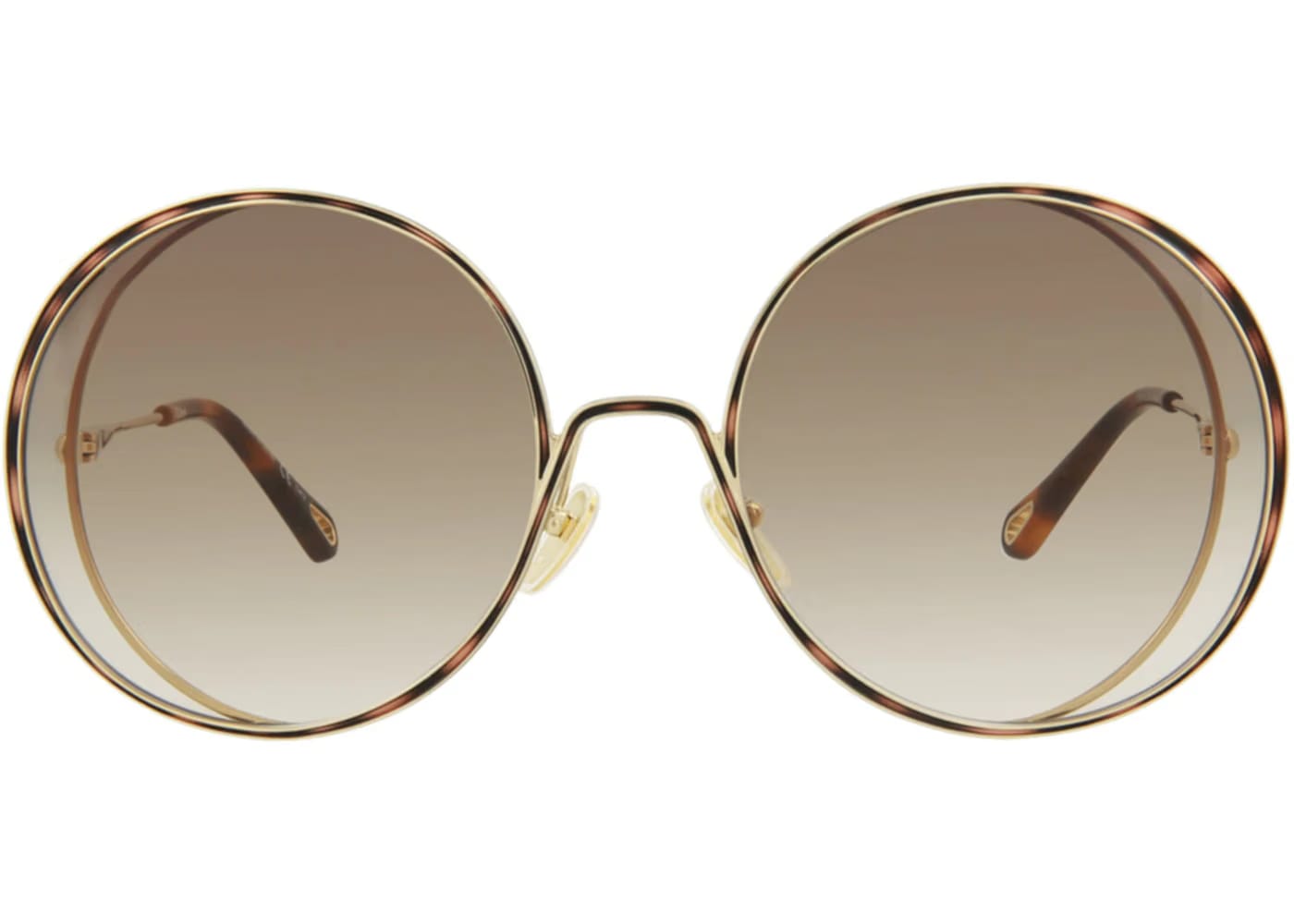 Chloe Round-Frame Metal Sunglasses Gold Gold Brown (CH0037S-30009777-001)