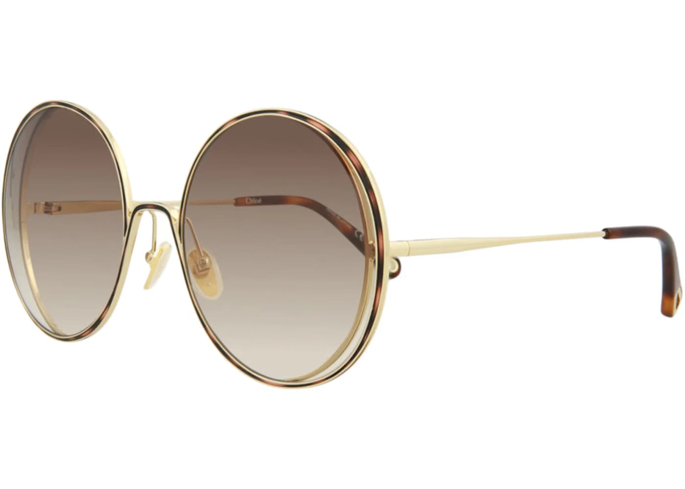 Chloe Round-Frame Metal Sunglasses Gold Gold Brown (CH0037S-30009777-001)