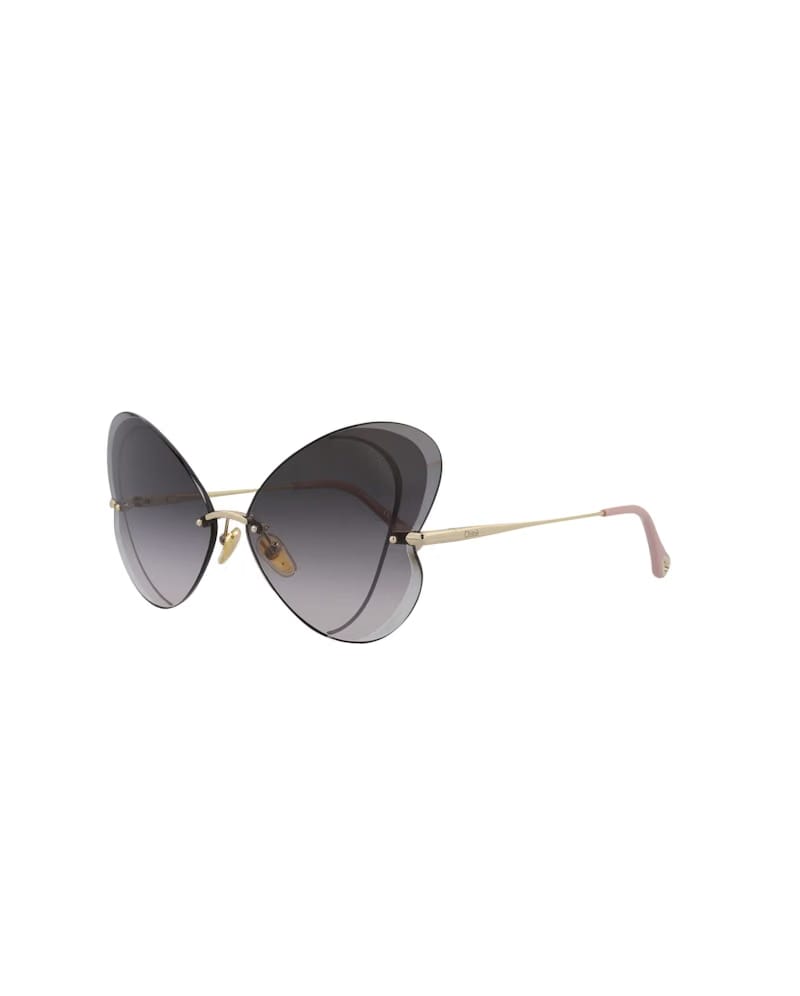 Chloe Cat Eye-Frame Metal Sunglasses Gold Gold Grey (CH0064S-30011506-001)
