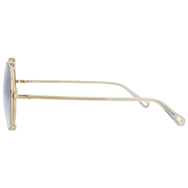 Chloe Square-Frame Metal Sunglasses Gold Grey Light Blue (CH0042S-30009767-002)
