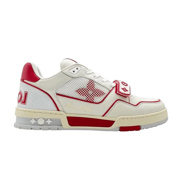 Louis Vuitton Trainer Low White Red Mesh
