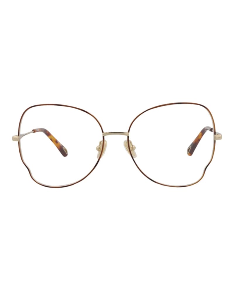 Chloe Cat Eye-Frame Metal Optical Frames Havana Gold Transparent (CH0098O-30012434-008)