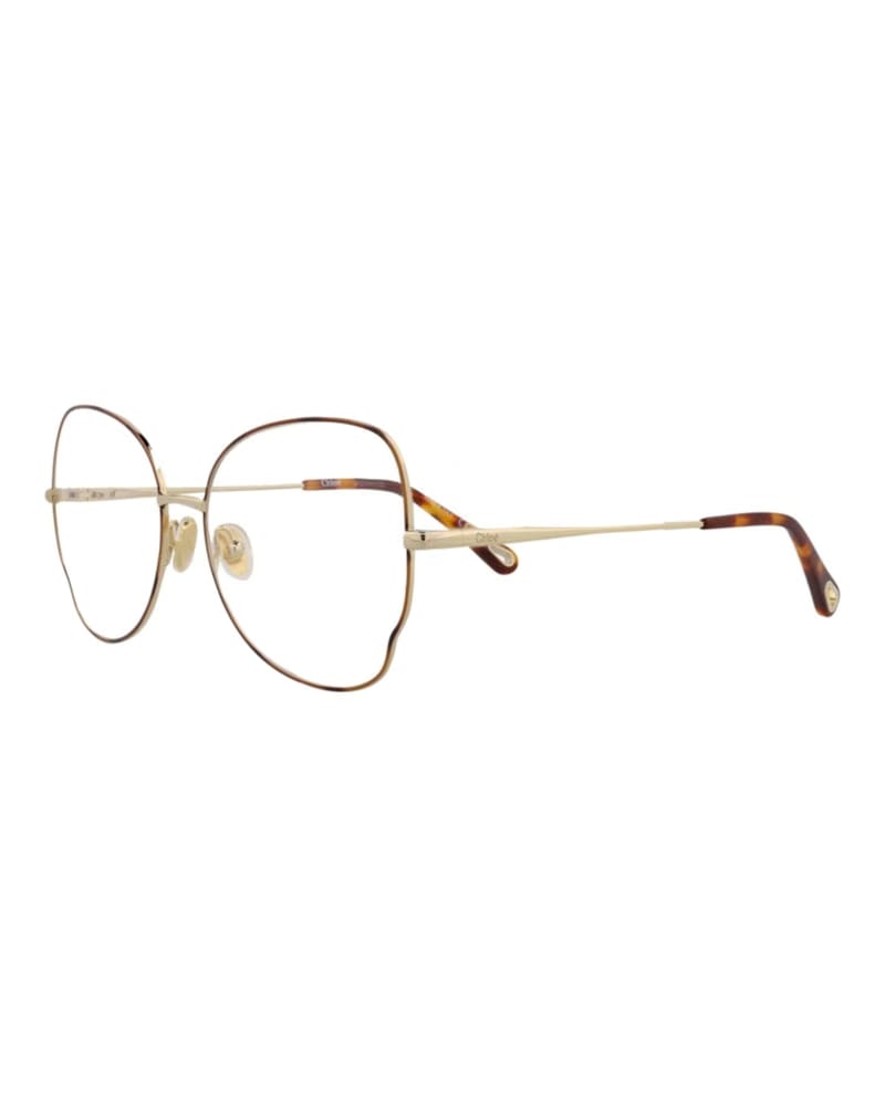 Chloe Cat Eye-Frame Metal Optical Frames Havana Gold Transparent (CH0098O-30012434-008)