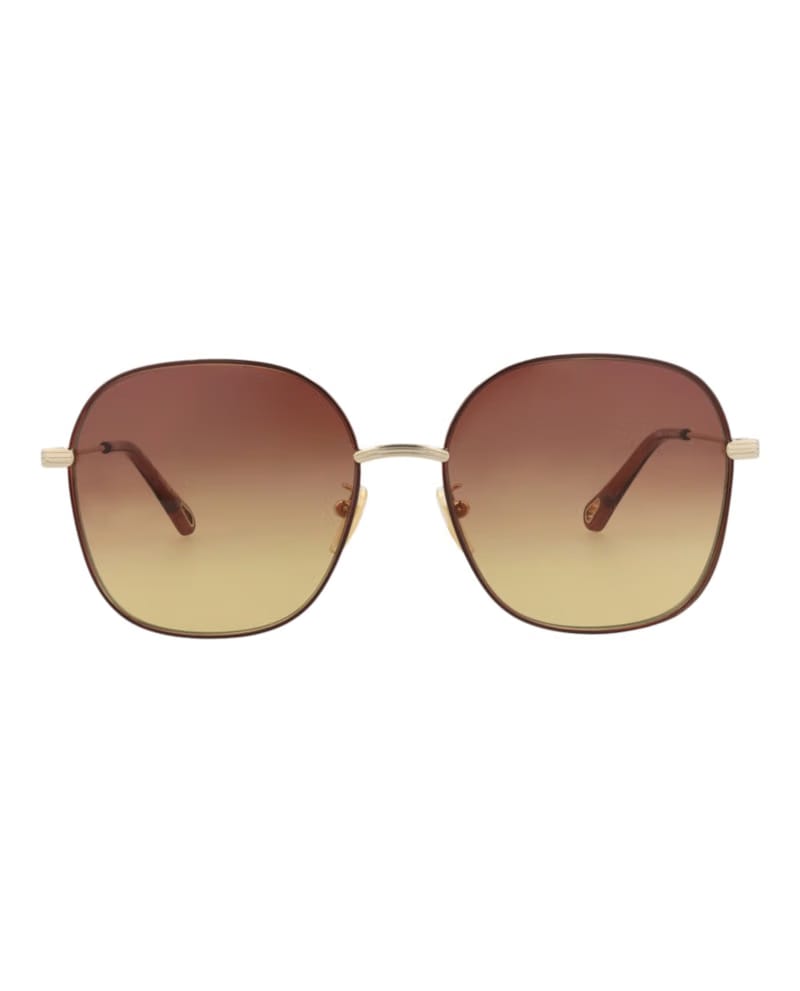 Chloe Square-Frame Metal Sunglasses Gold Gold Brown (CH0139SA-30013649-003)