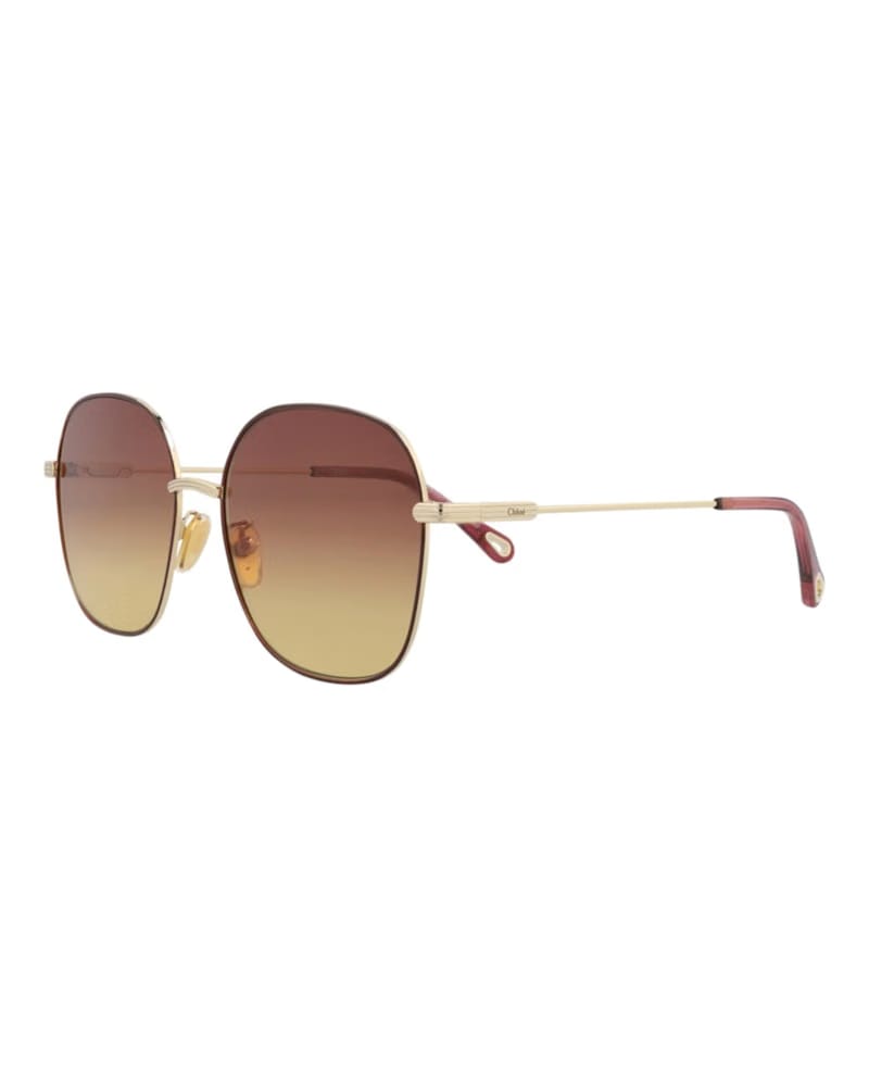 Chloe Square-Frame Metal Sunglasses Gold Gold Brown (CH0139SA-30013649-003)