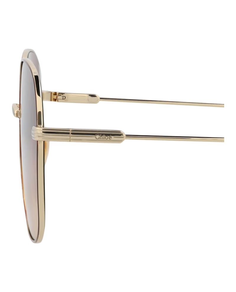 Chloe Square-Frame Metal Sunglasses Gold Gold Brown (CH0139SA-30013649-003)