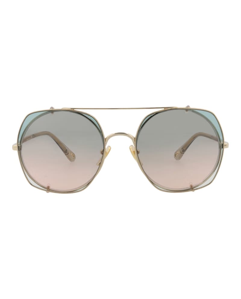 Chloe Square-Frame Metal Sunglasses Gold Beige Green (CH0042S-30009767-001)
