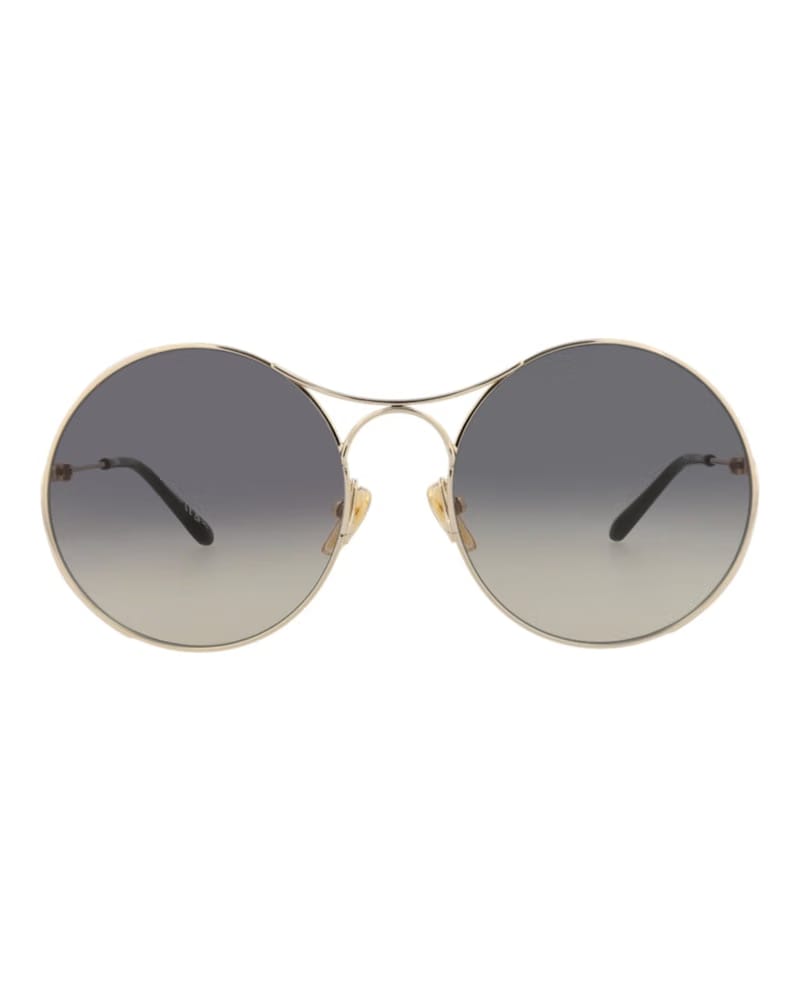 Chloe Round-Frame Metal Sunglasses Gold Gold Grey (CH0166S-30014096-001)