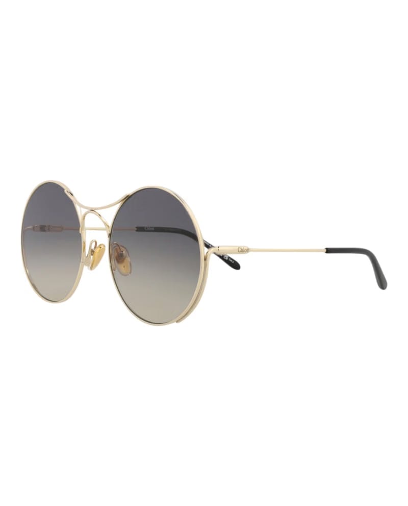 Chloe Round-Frame Metal Sunglasses Gold Gold Grey (CH0166S-30014096-001)