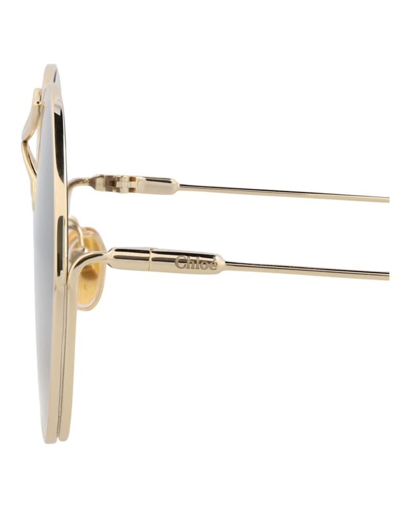Chloe Round-Frame Metal Sunglasses Gold Gold Grey (CH0166S-30014096-001)