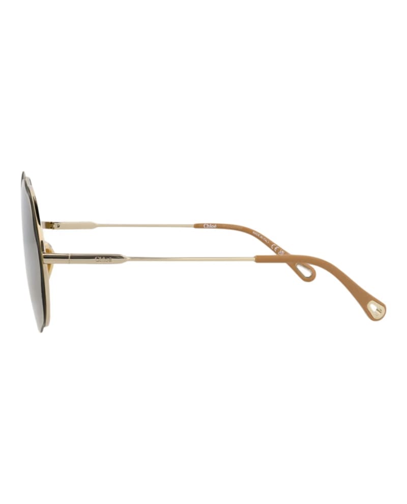 Chloe Round-Frame Metal Sunglasses Gold Gold Green (CH0202S-30014664-001)