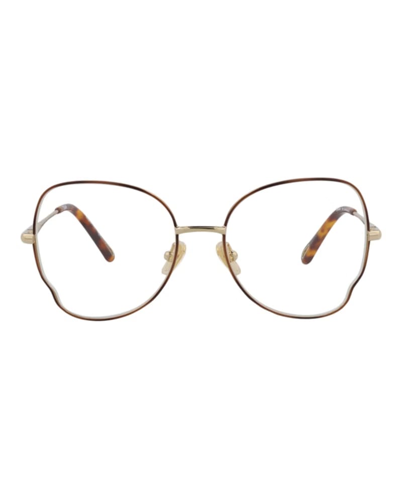 Chloe Round-Frame Metal Optical Frames Havana Gold Transparent (CH0098O-30012434-004)