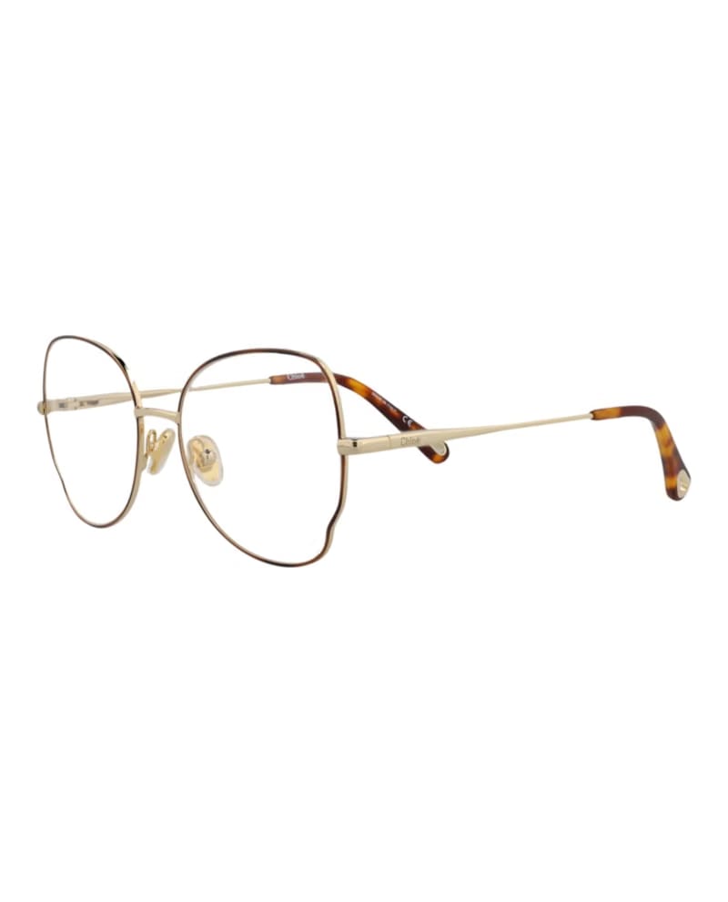 Chloe Round-Frame Metal Optical Frames Havana Gold Transparent (CH0098O-30012434-004)