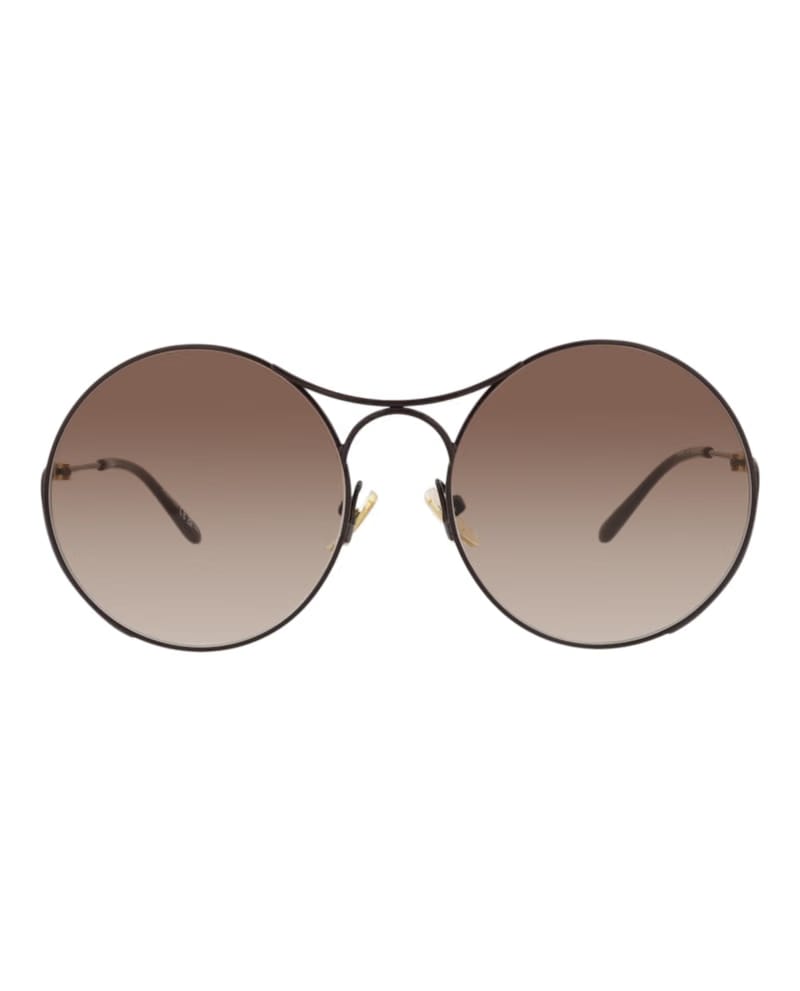 Chloe Round-Frame Metal Sunglasses Burgundy Burgundy Brown (CH0166S-30014096-003)