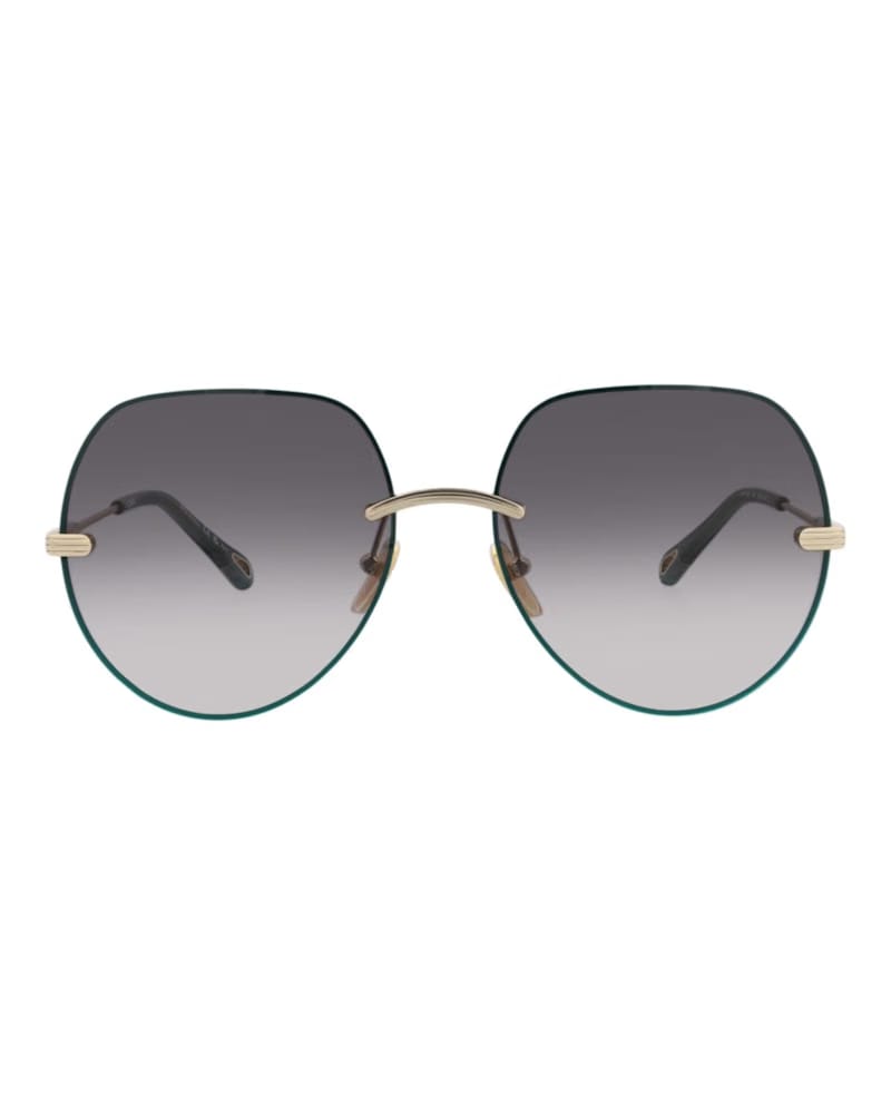 Chloe Round-Frame Metal Sunglasses Gold Gold Grey (CH0135S-30013590-001)