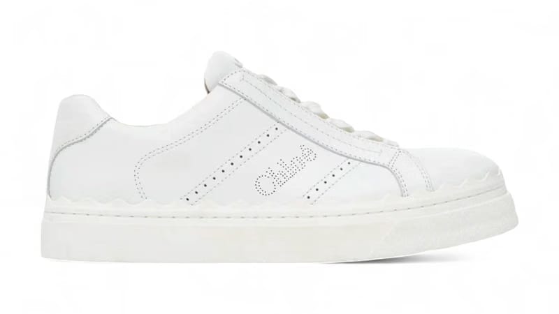 Chloe Perforated Calfskin Lauren Sneakers White (Women's)