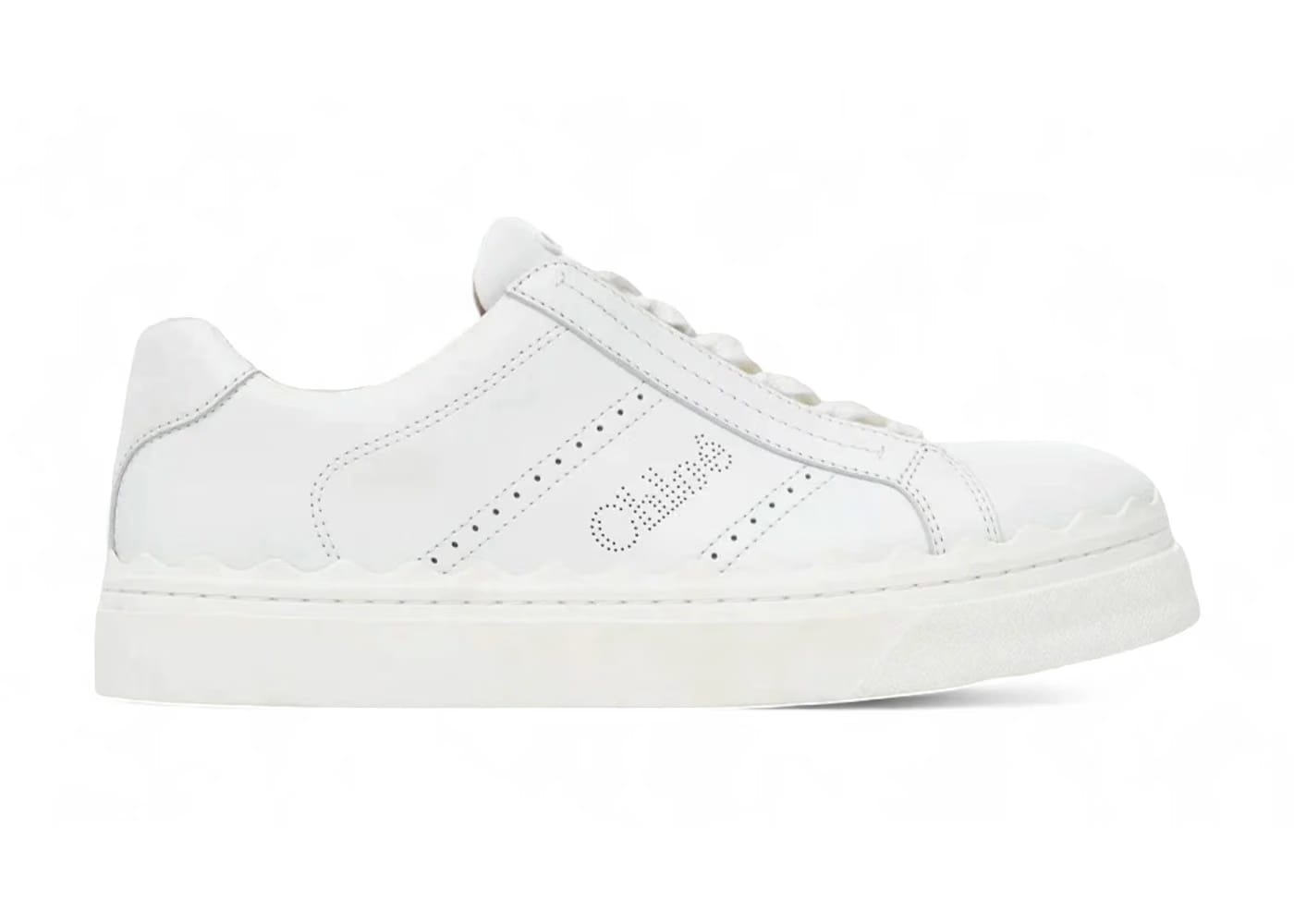 Chloe Perforated Calfskin Lauren Sneakers White (Women's)