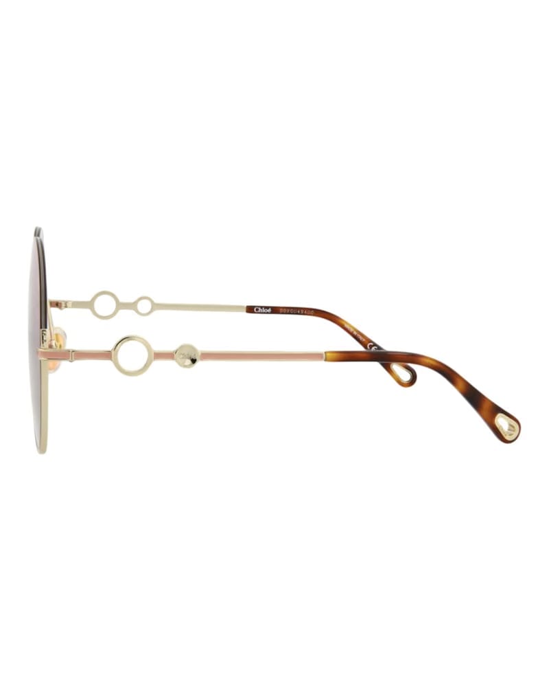 Chloe Round-Frame Metal Sunglasses Gold Gold Pink (CH0067S-30011433-004)