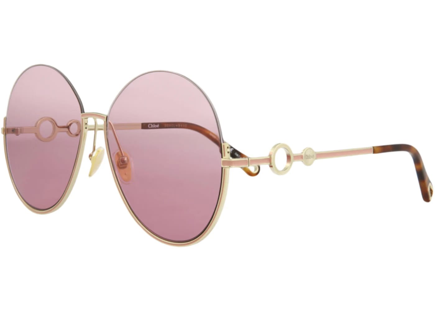 Chloe Round-Frame Metal Sunglasses Gold Gold Pink (CH0067S-30011433-004)