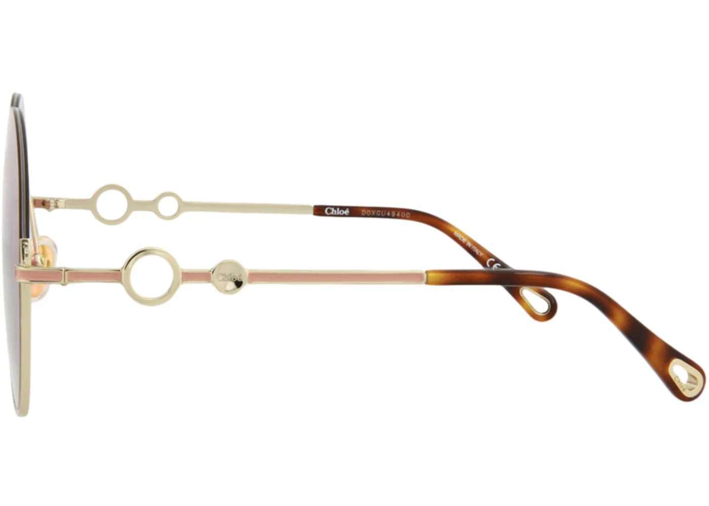 Chloe Round-Frame Metal Sunglasses Gold Gold Pink (CH0067S-30011433-004)