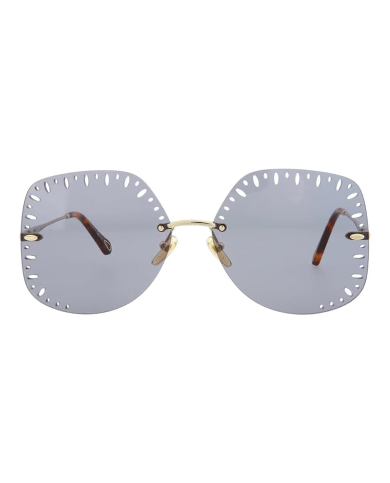 Chloe YSE Square-Frame Metal Sunglasses Gold Gold Light Blue (CH0111S-30012464-001)