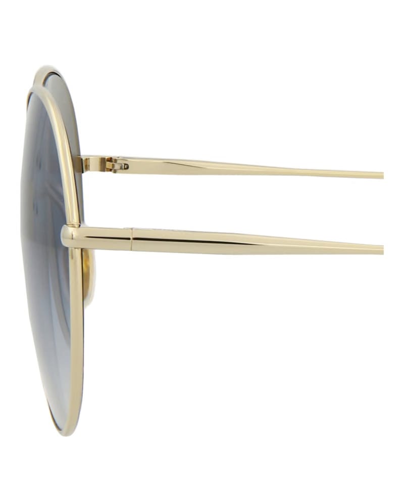 Chloe Round-Frame Metal Sunglasses Gold Gold Blue (CH0027S-30009812-002)