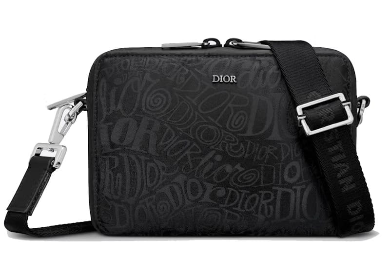 Dior And Shawn Pouch with Strap Nylon Jacquard Black