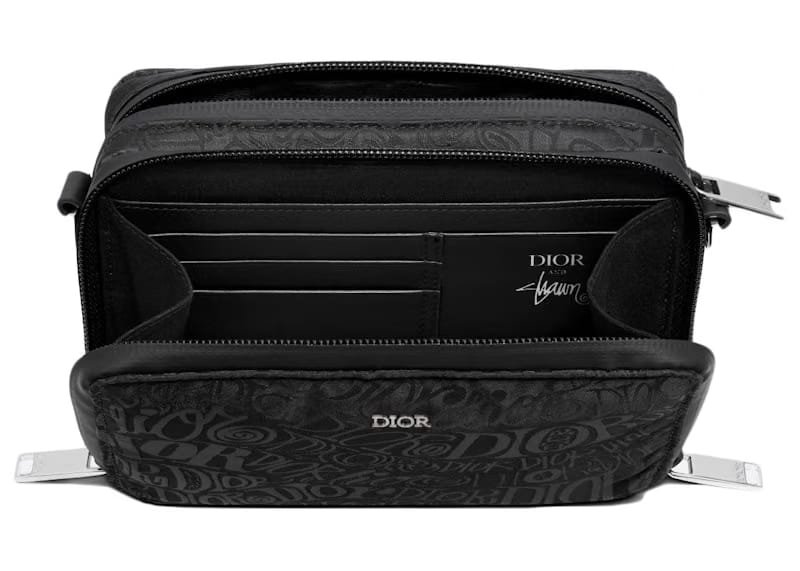 Dior And Shawn Pouch with Strap Nylon Jacquard Black