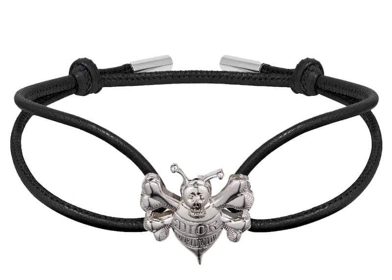 Dior And Shawn Cord Bracelet Black Calfskin