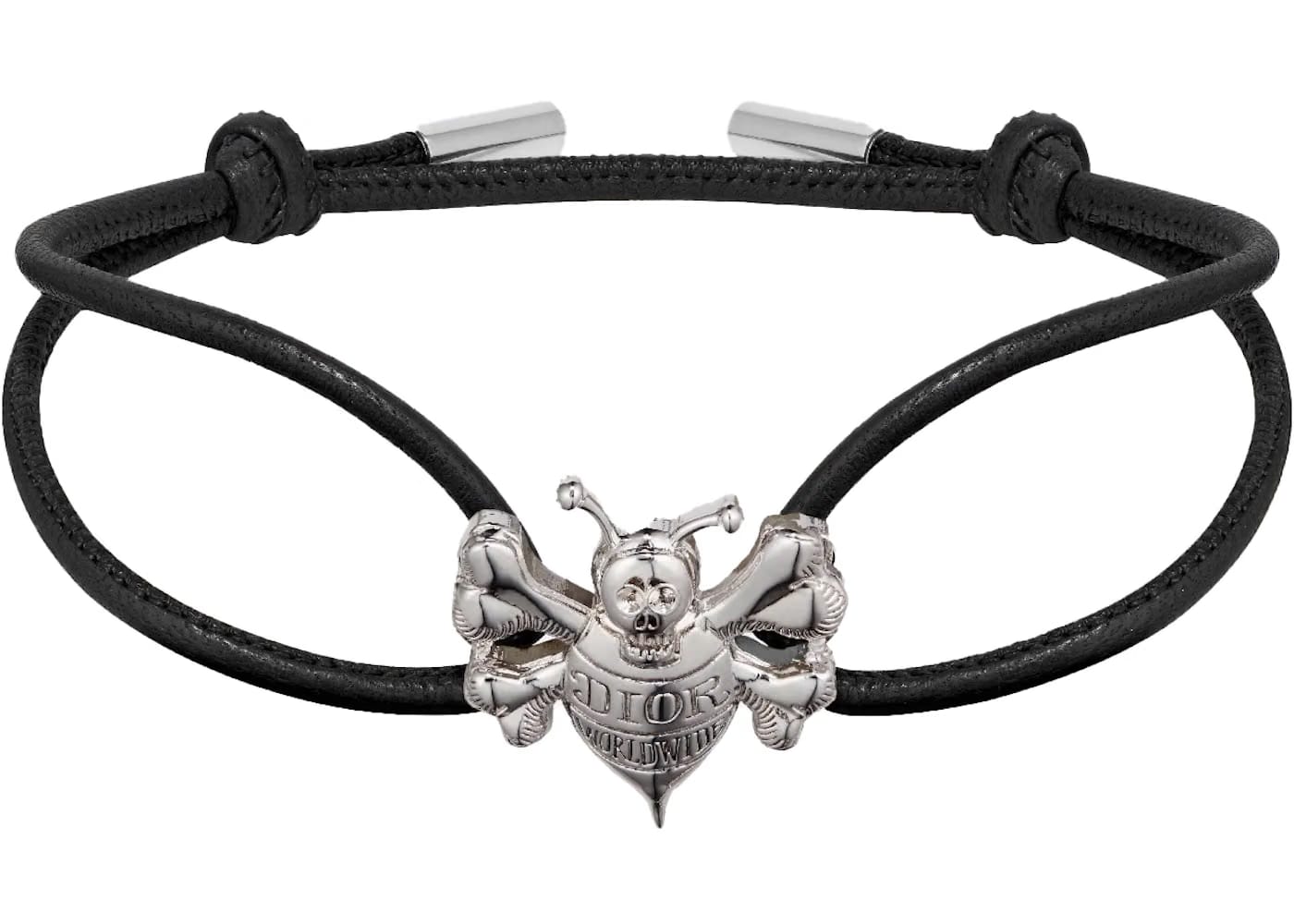 Dior And Shawn Cord Bracelet Black Calfskin