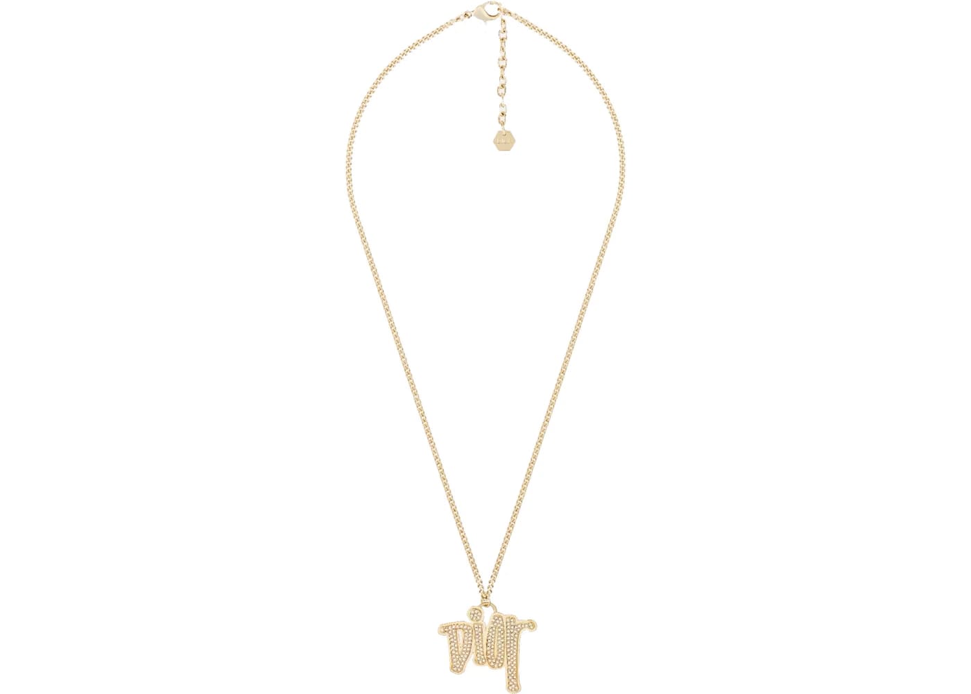 Dior And Shawn Pendant Necklace Gold-Tone Brass with Crystals