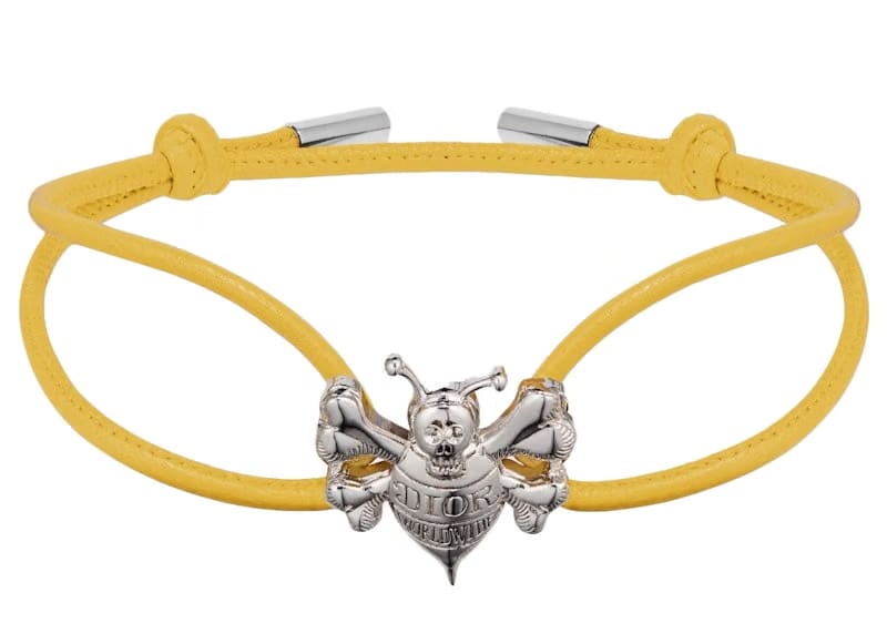 Dior And Shawn Cord Bracelet Yellow Calfskin