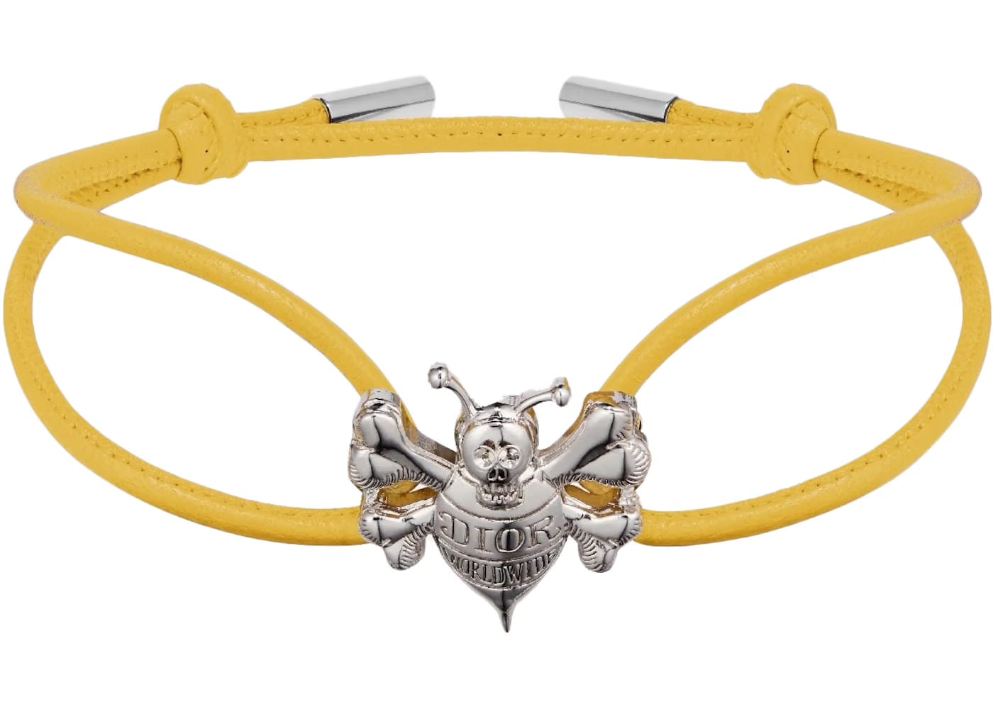 Dior And Shawn Cord Bracelet Yellow Calfskin