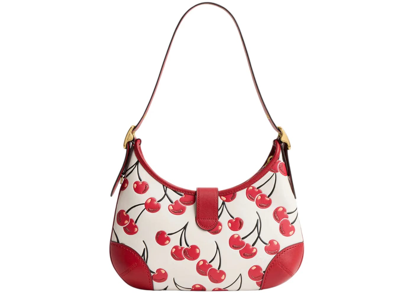 Coach Hamptons Hobo Bag Cherry Print Brass/Chalk Multi