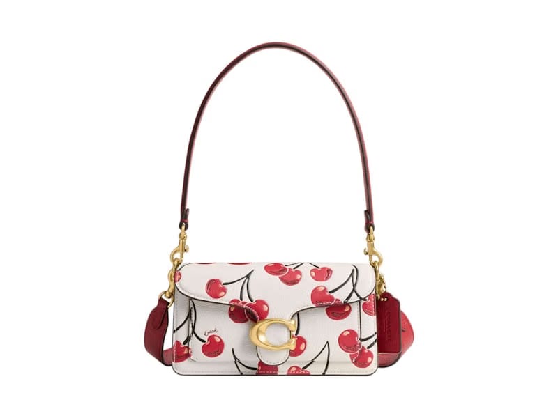 Coach Tabby Shoulder Bag 20 Cherry Print Brass/Chalk Multi