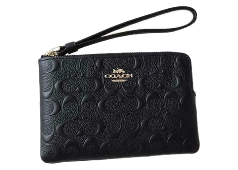Coach Corner Zip Wristlet Black