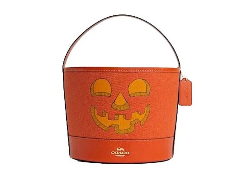 Coach Trick Or Treat Bucket In Signature Canvas With Halloween Pumpkin Orange