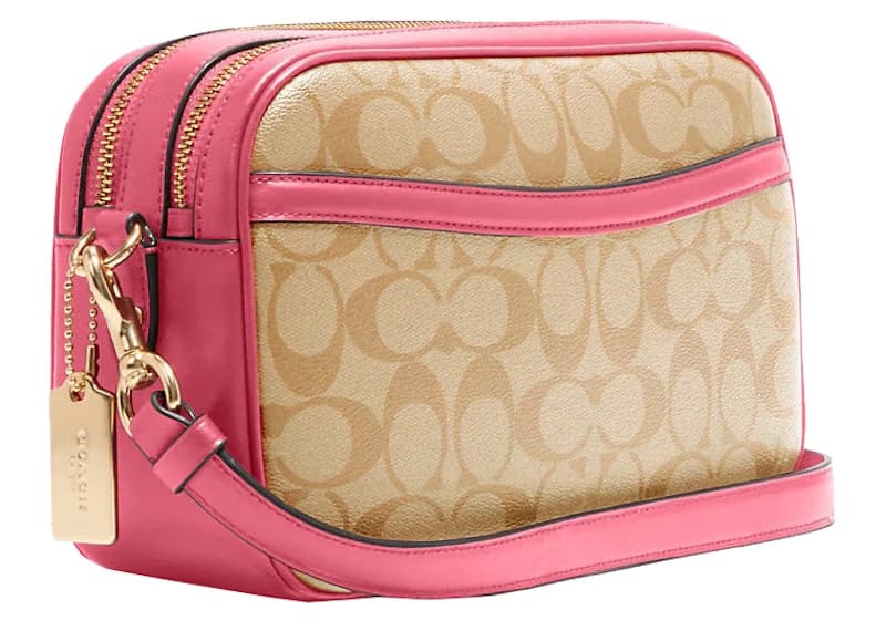 Coach Jes Signature Crossbody Bag Light Khaki/Confetti Pink