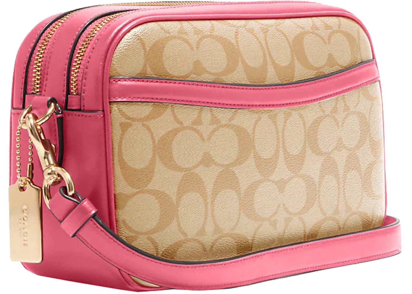 Coach Jes Signature Crossbody Bag Light Khaki/Confetti Pink